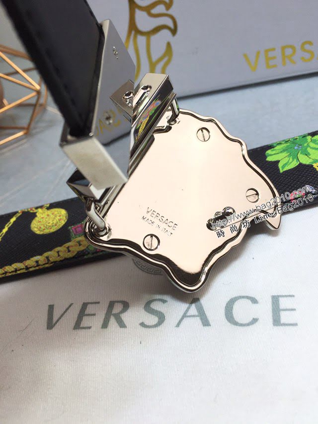 VERSVE高端男士皮帶 範思哲Tabloid印花雙面用皮帶 範思哲3D美杜莎腰帶扣腰帶  jjp1458